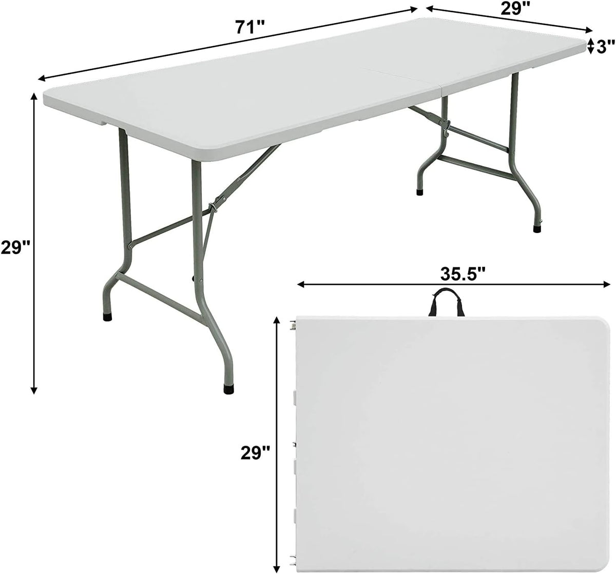White 4 Ft Portable Folding Plastic Dining Table G88503