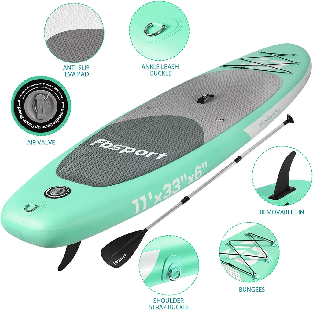 11'×33×6 Inflatable Stand Up Paddle Board with Carry Bag F6687