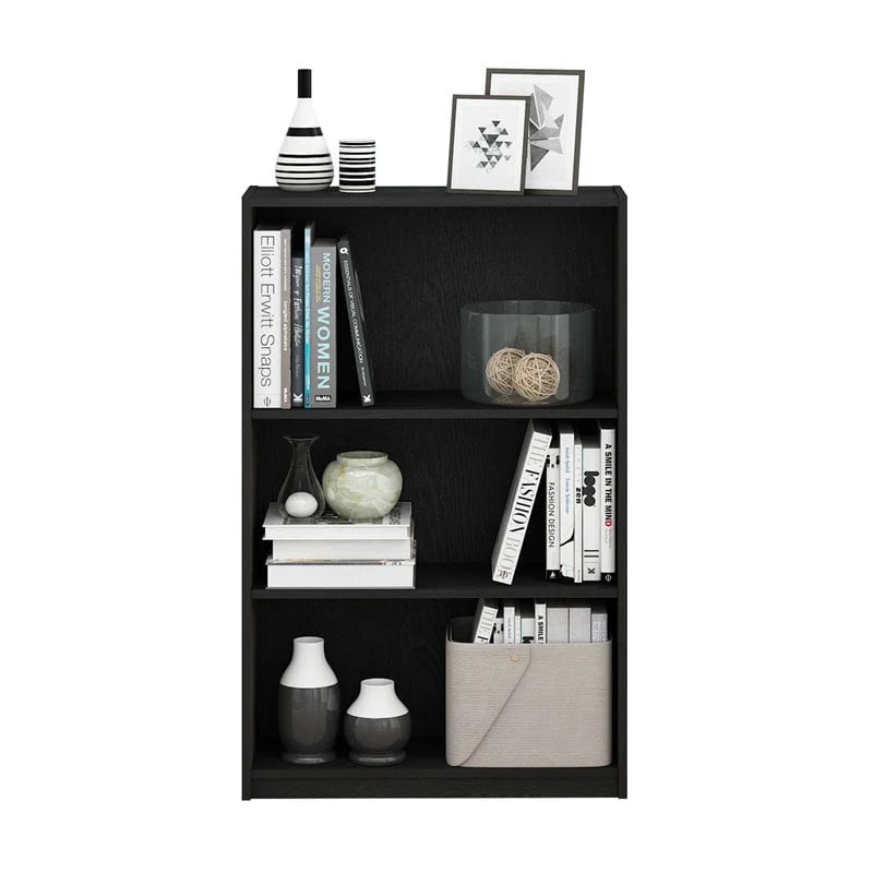 3-Tier Adjustable Shelf White Wood Bookcase Q16649
