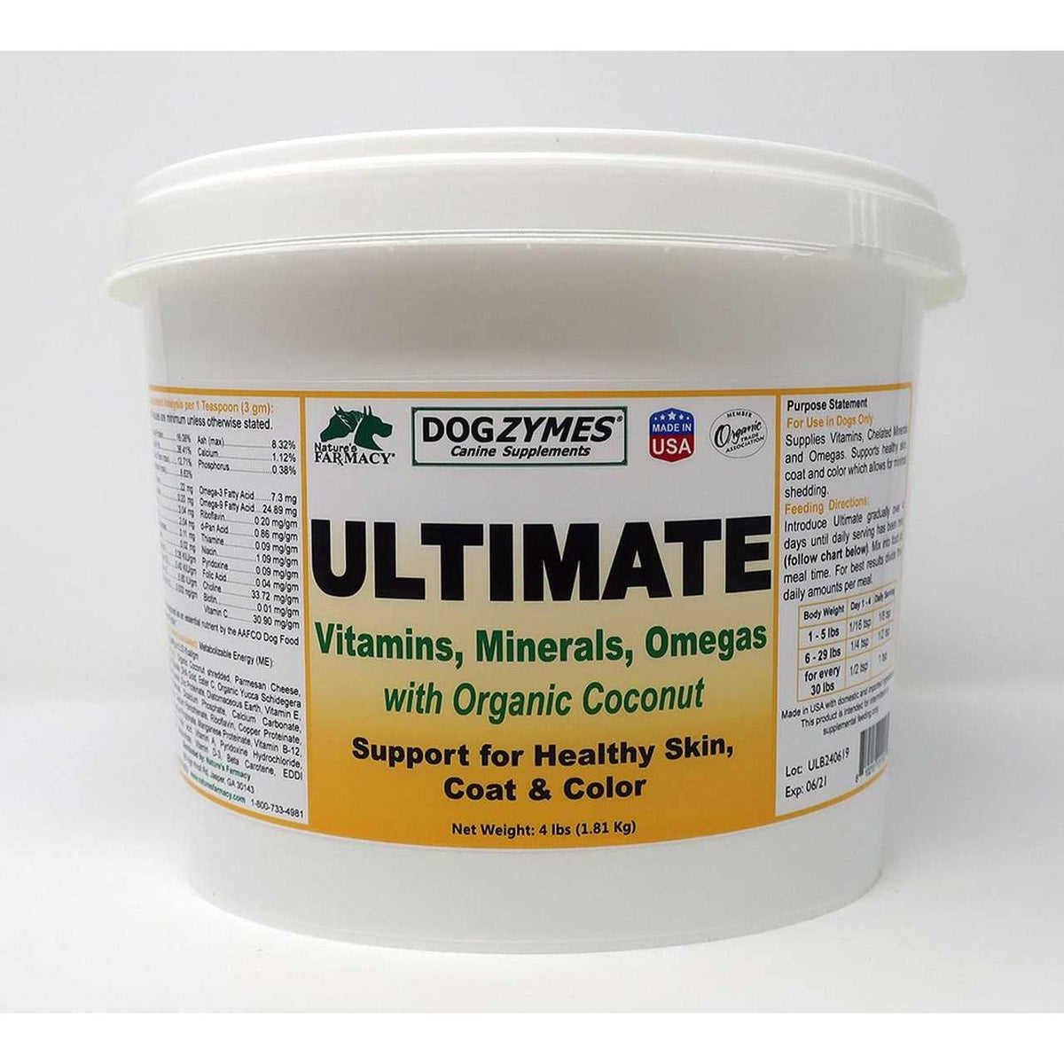 Dogzymes Ultimate for Best Skin/Coat with Organic Coconut T381