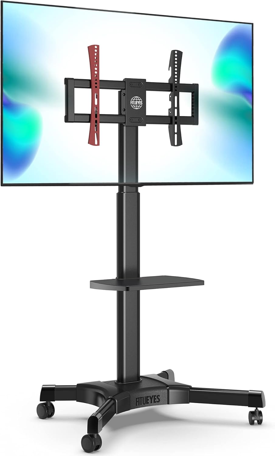 Black Mobile TV Stand for 32 to 70 Inch TVs with Adjustable Shelf S660784