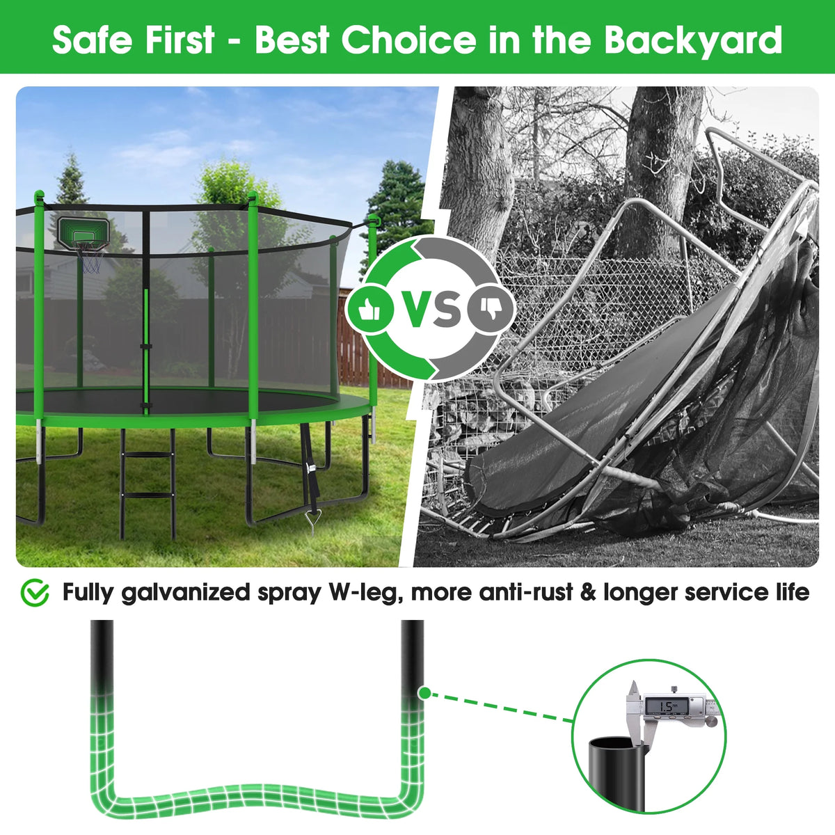 12FT Round Outdoor Trampoline with Enclosure Net Q66672