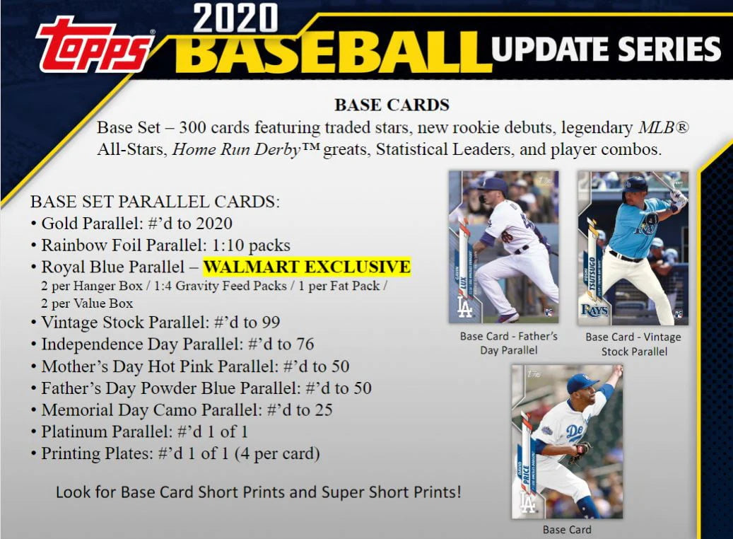 2020 MLB Baseball Trading Cards Blaster Box 98 Cards V3479