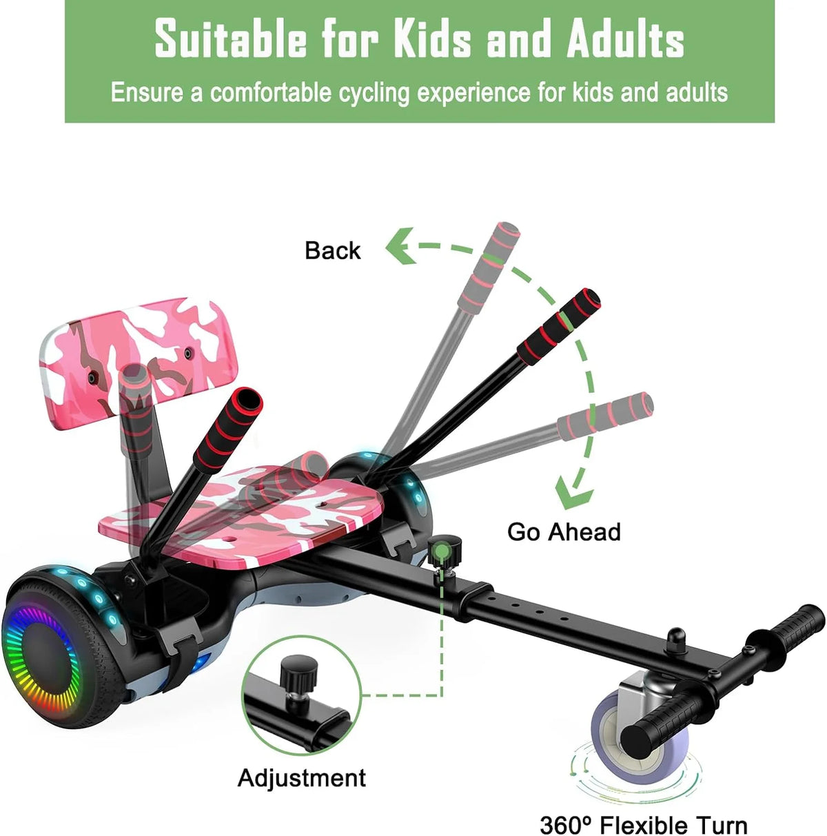6.5 Two Wheel Self Balancing Scooter with Seat Attachment T768285