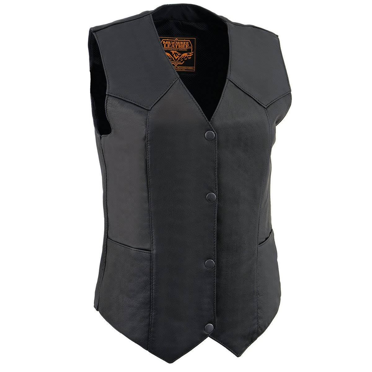 Ladies Black Lightweight Leather Vest M9821