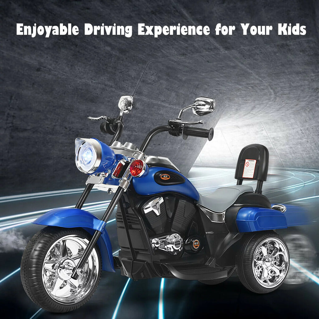 6V Kids Ride On Motorcycle 3 Wheel Trike with Headlight White P287953