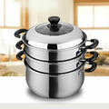 Stainless-Steel Steamer 3-Layers 2-Trays 30cm J549463