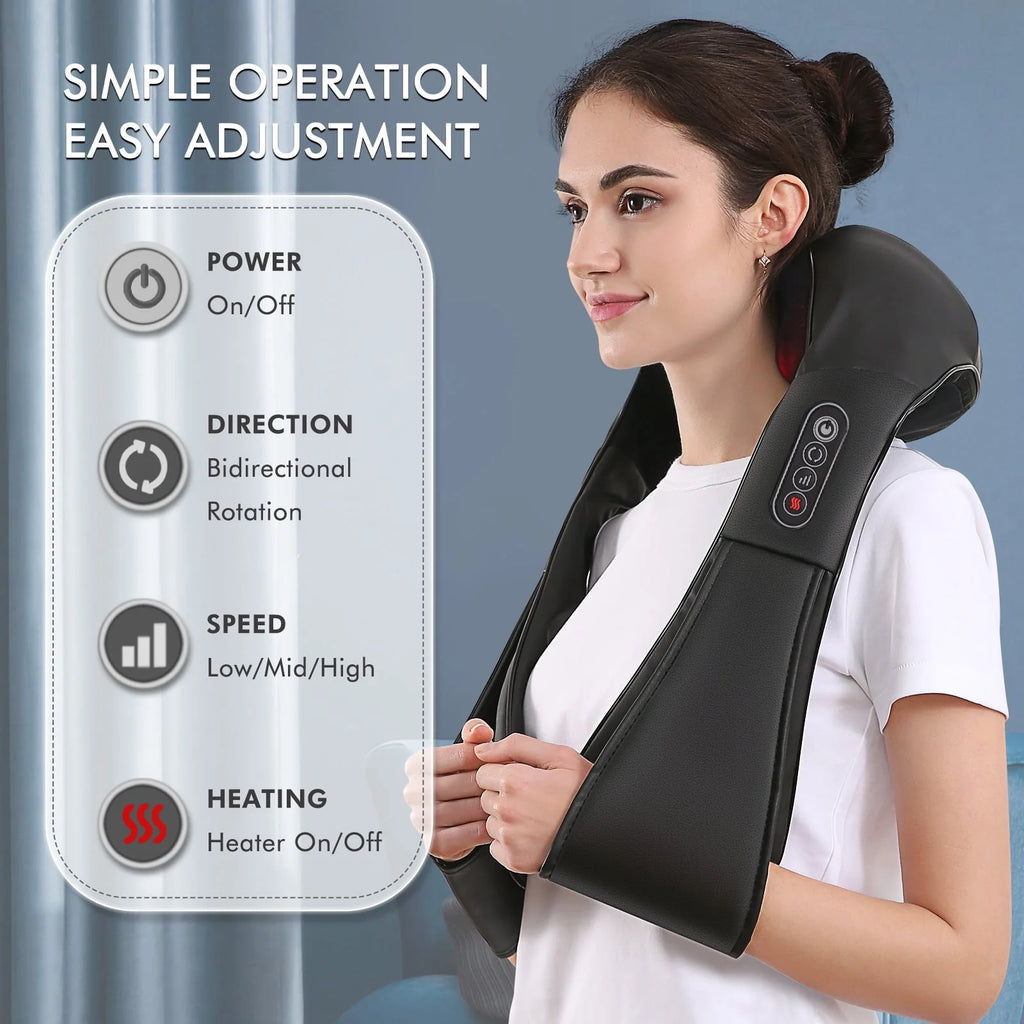 Black 3D Deep Tissue Kneading Shiatsu Neck and Shoulder Massager with Heat U63868