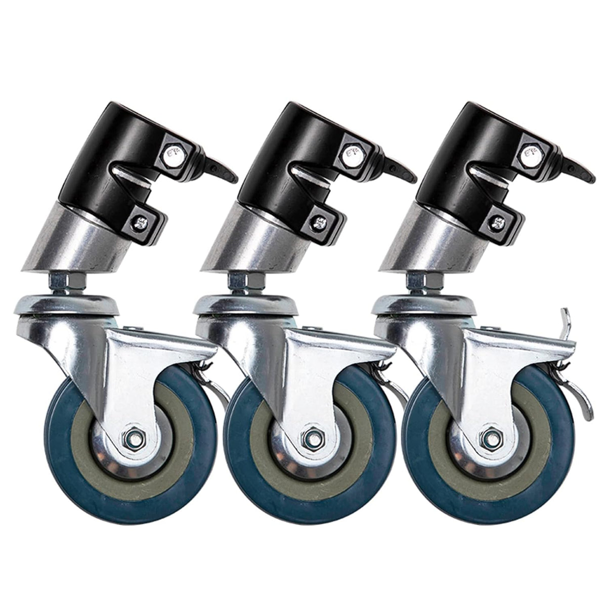 3PCS Swivel Caster Wheels Set All Metal Rubber Wheels D8944
