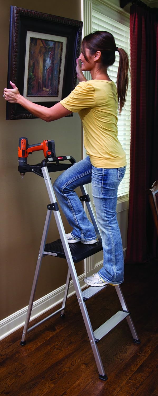 3-Step Ultra Light Aluminum Step Stool with Project Tray N635