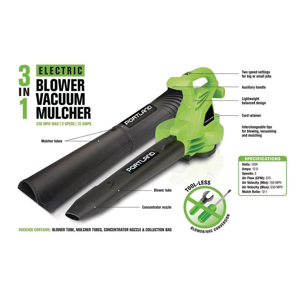 12 Amp 3-in-1 Electric Blower Vacuum Mulcher K2222