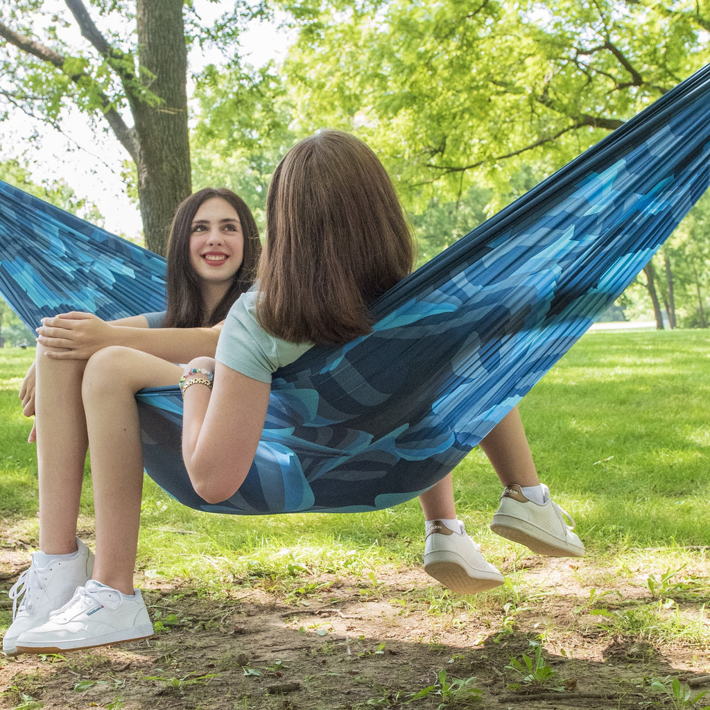 Nylon 2 Person Travel Hammock Blue Abstract Print X13912