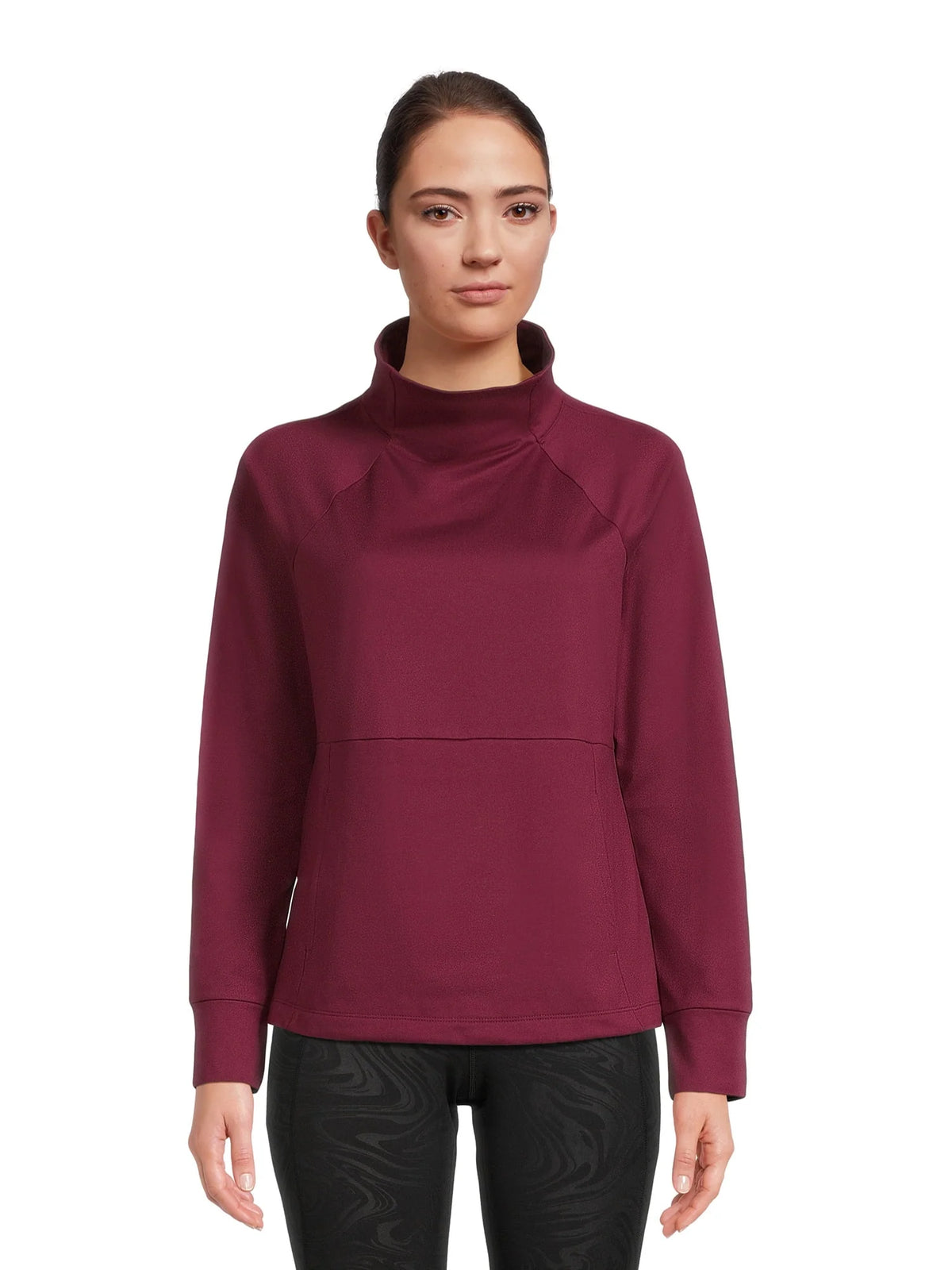 Mock Neck Long Sleeve Pullover Top V8321