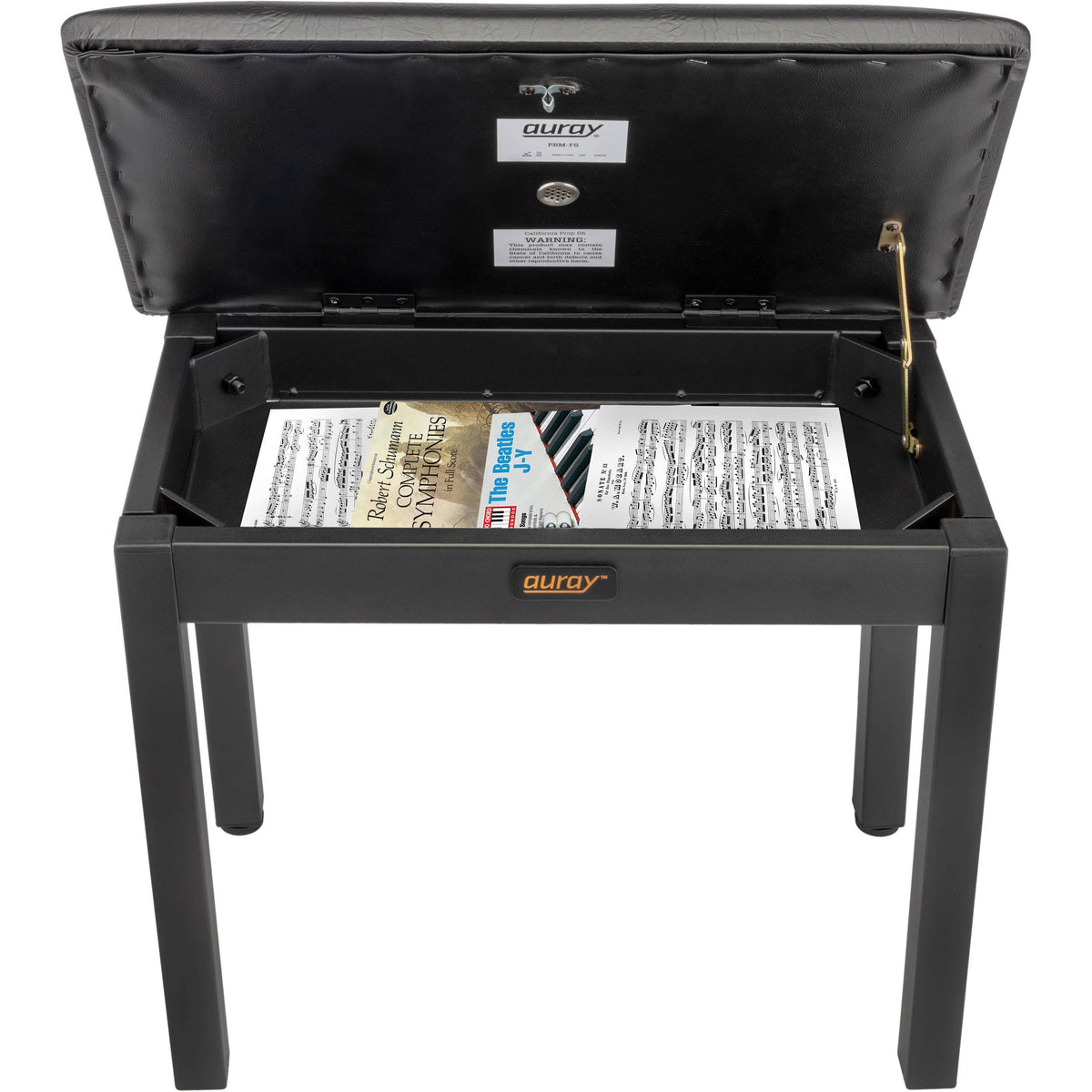 Black Metal Frame Piano Bench with Storage P6756