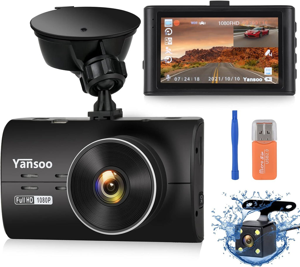 1080P FHD Front and Rear Dash Cam with Night Vision K1461