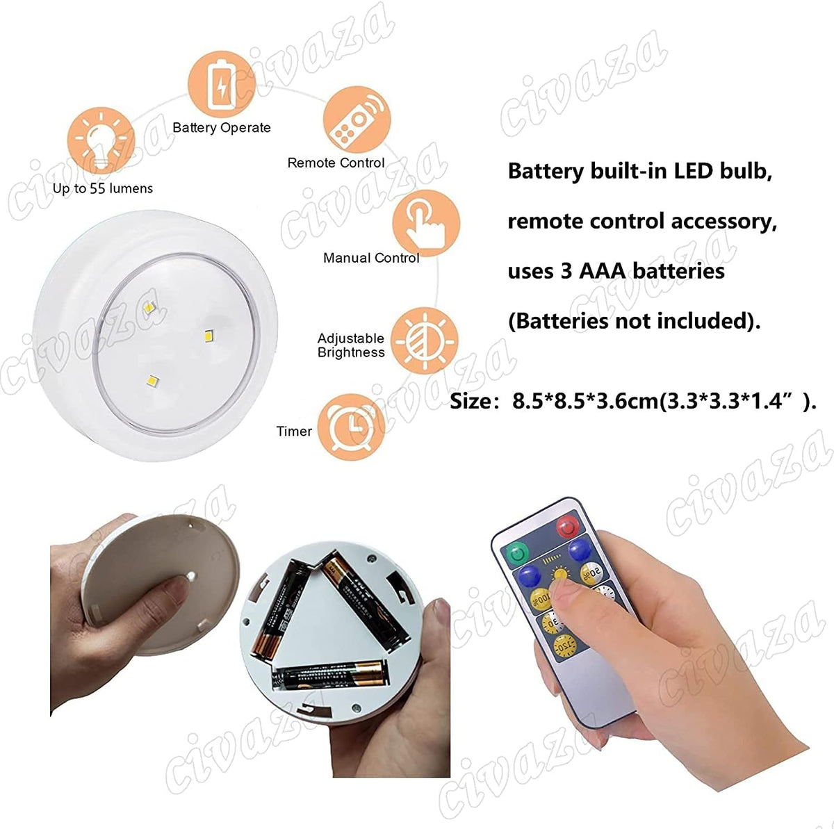 Battery Operated Non Hardwired Wall Light Fixtures Set of Two C6485