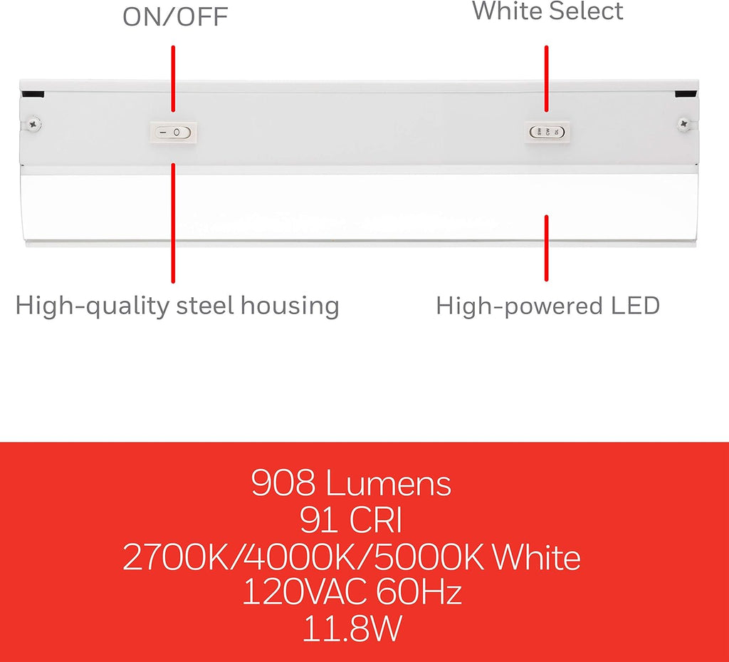 24in. Direct Wire LED Light Fixture, Selectable White, Selectable Brightness P60478