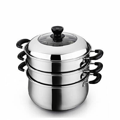 Stainless-Steel Steamer 3-Layers 2-Trays 30cm J549463