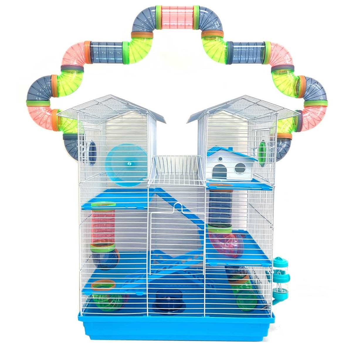 Large Multi-level Wire Animal Cage with Tube Tunnel M807
