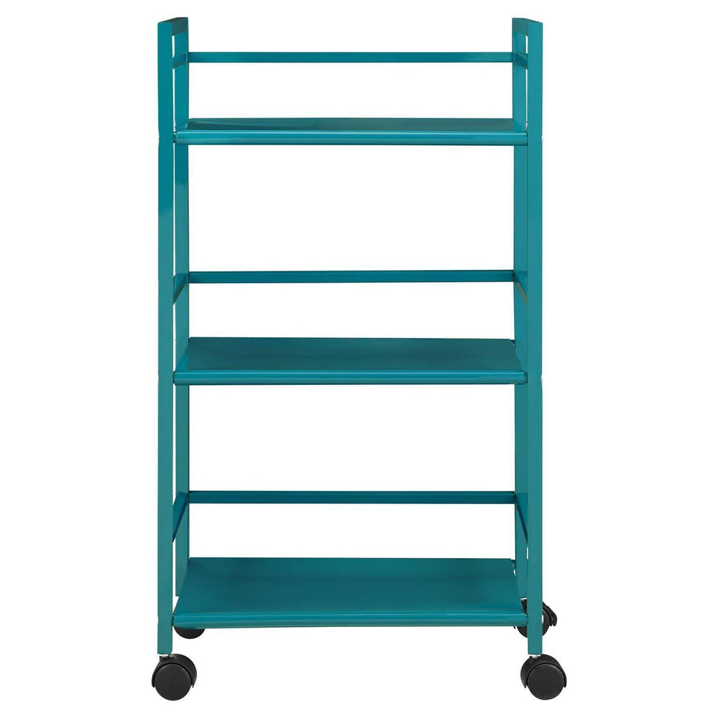 3 Shelf Metal Rolling Utility Cart Teal Q515799