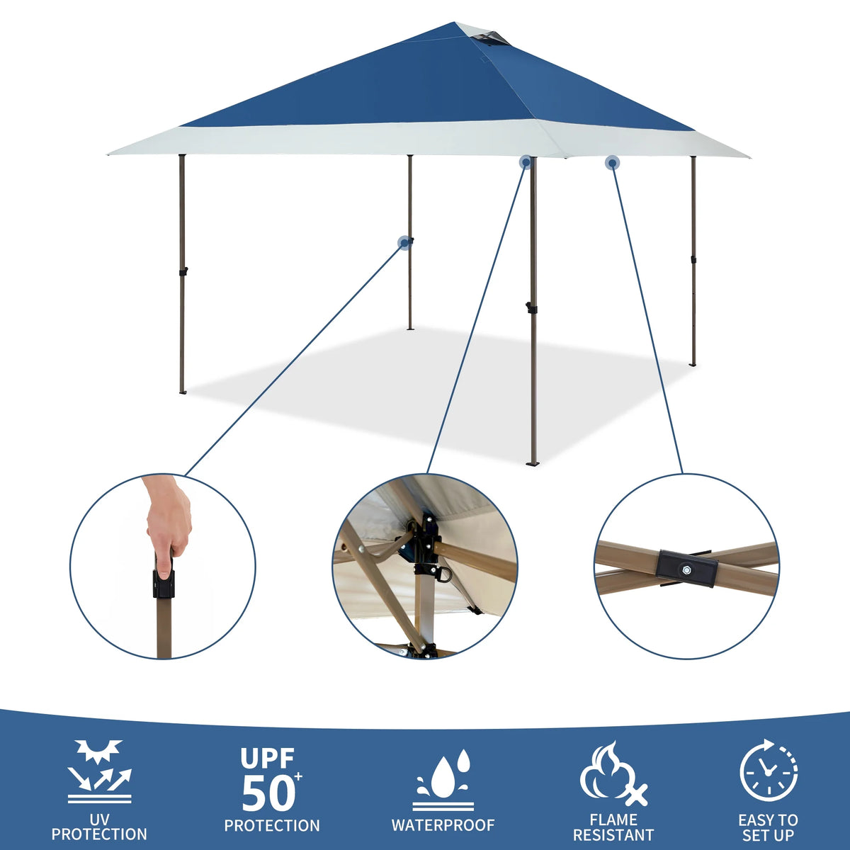 13'x13' Pop-up Canopy with Auto Extending Eaves D16819