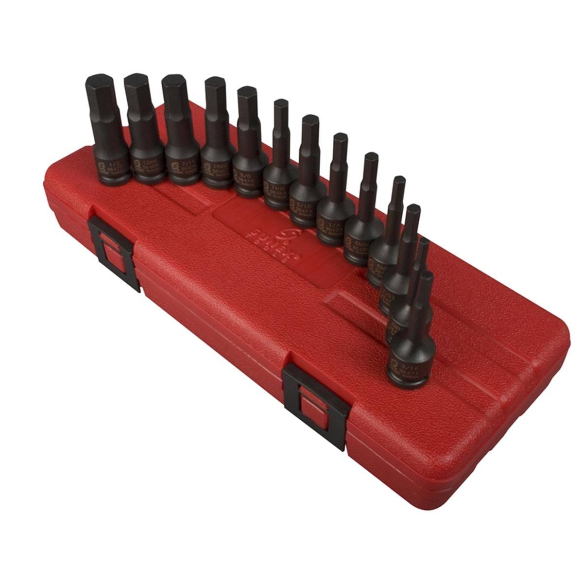3/8x22 Drive 13 Piece SAE and Metric Impact Hex Driver Set H78822