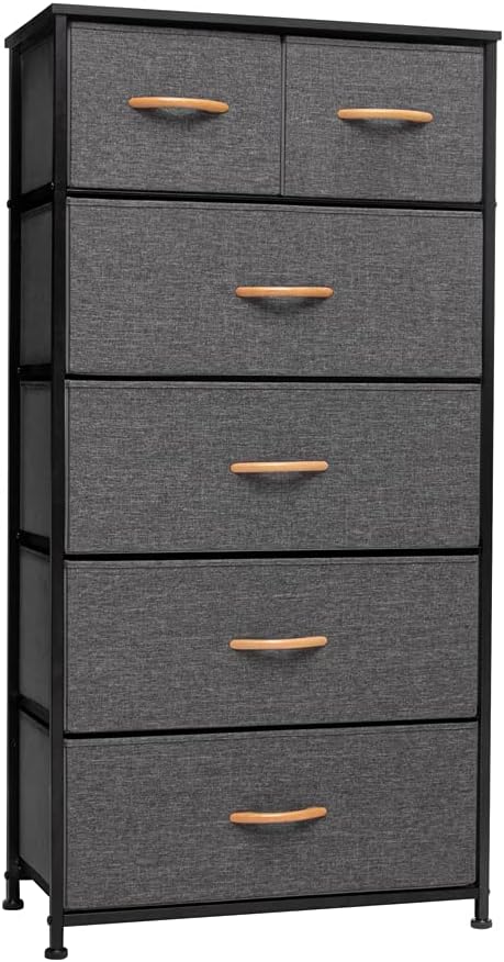 Gray 6 Drawer Fabric Storage Tower B206571
