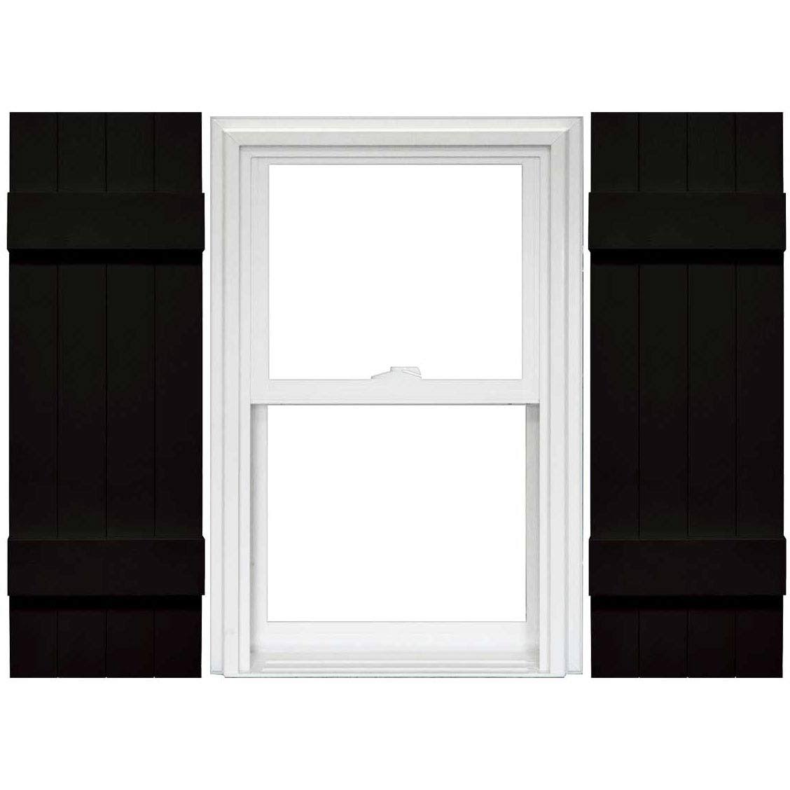 4 Board and Batten Vinyl Shutters 1 Pair 14 x 43 Black R573