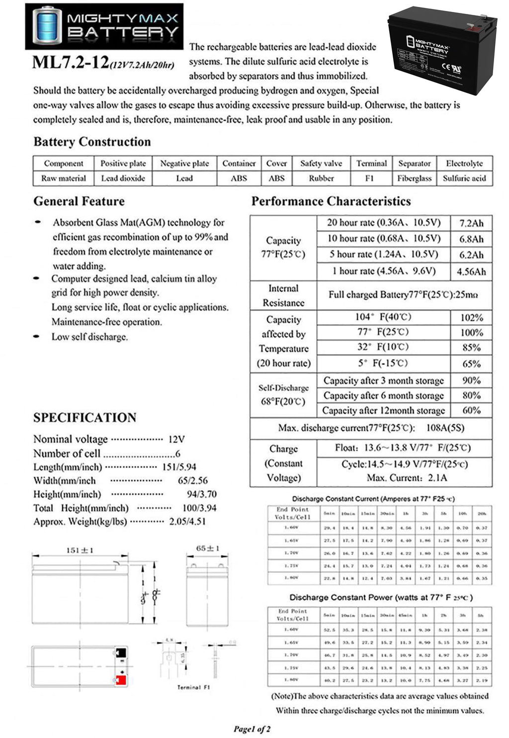 12V 7AH SLA Battery H299