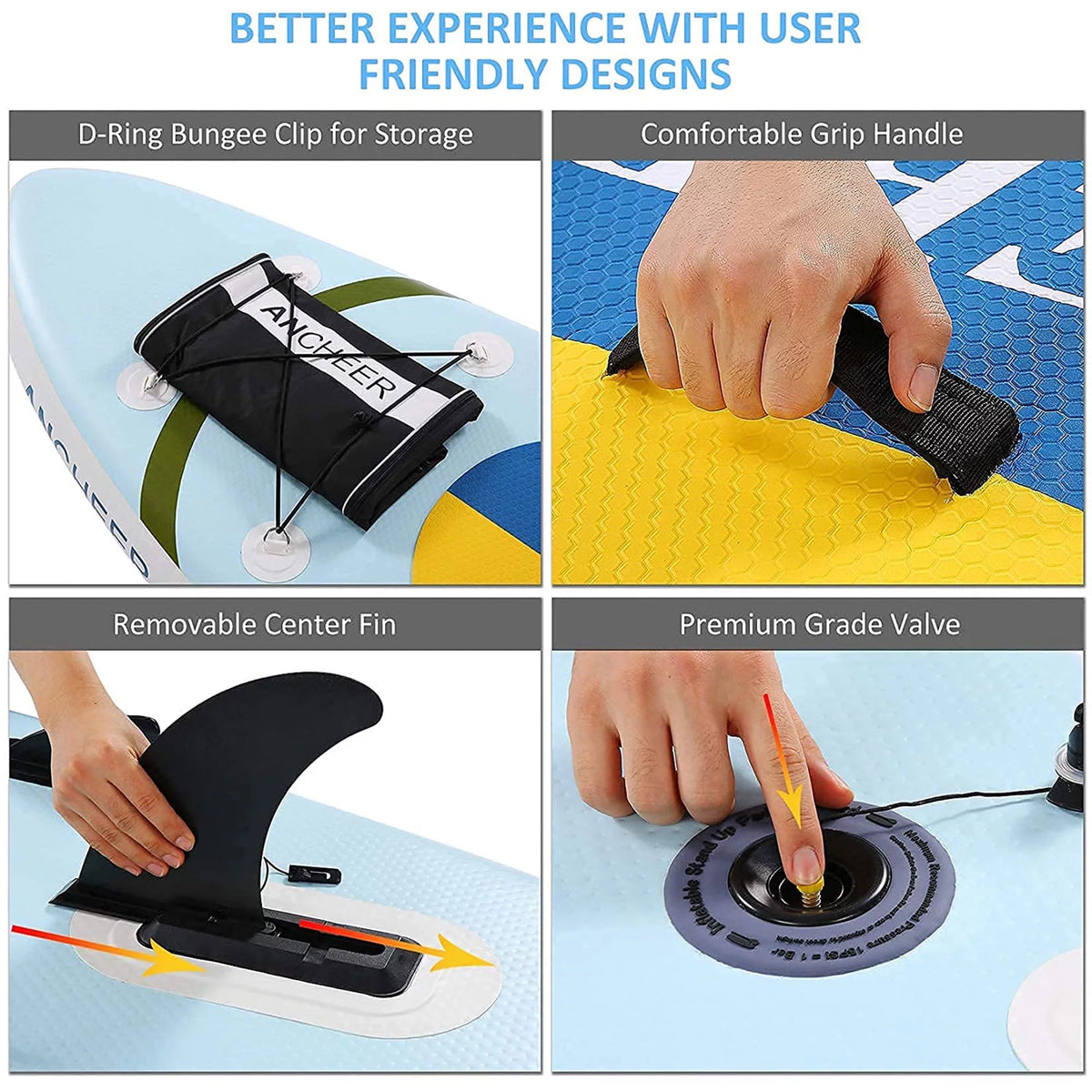 Yellow Inflatable Stand Up Paddle Board with Bag D6855