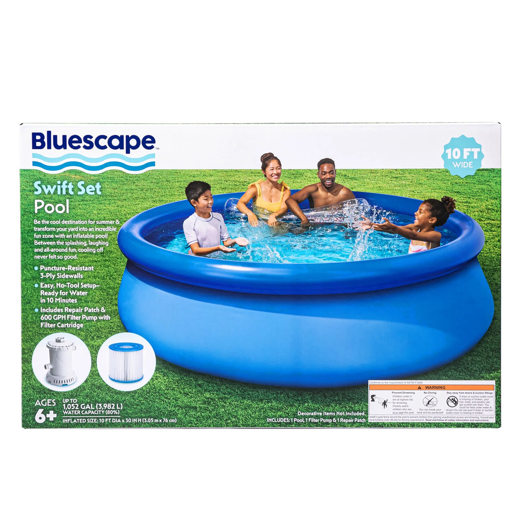 10ft Round Above Ground Ring Swimming Pool with Cartridge Filter Pump A62941