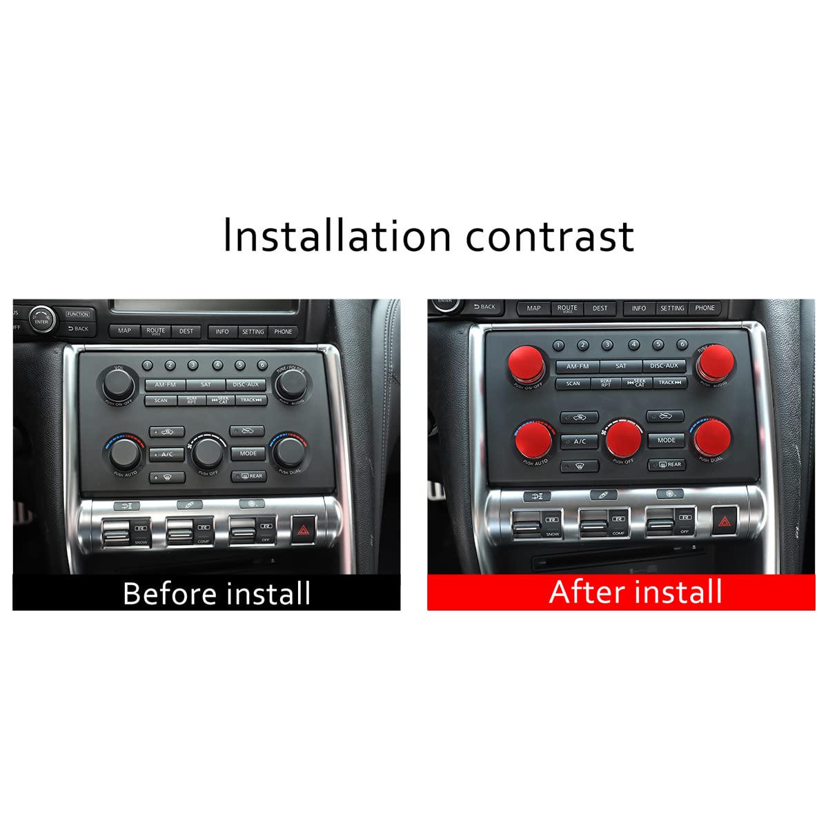 Red Aluminum Alloy Air Conditioner Volume Knob Cover Trim Pack of 2 H83924