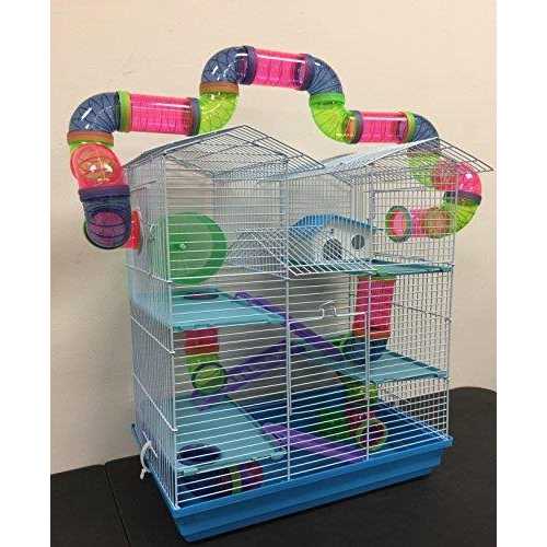 Large Multi-level Wire Animal Cage with Tube Tunnel M807