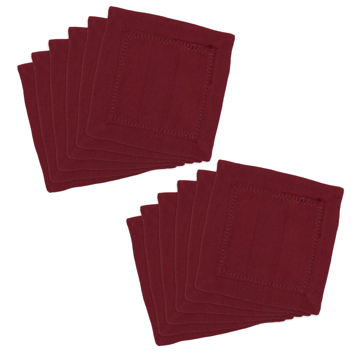 Burgundy Hemstitch Border Dinner Napkin Set of 12 R836