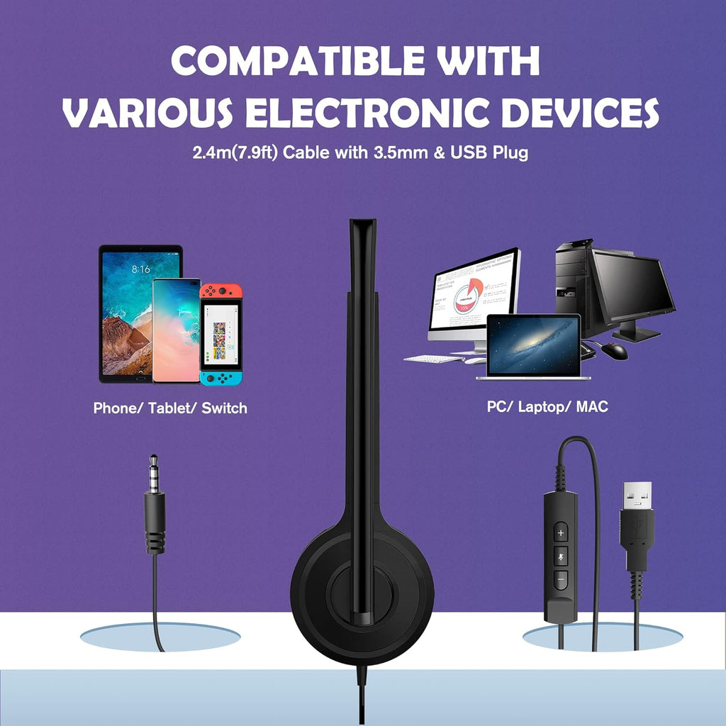 USB Headset with Noise Cancelling Microphone and in-Line Control G984