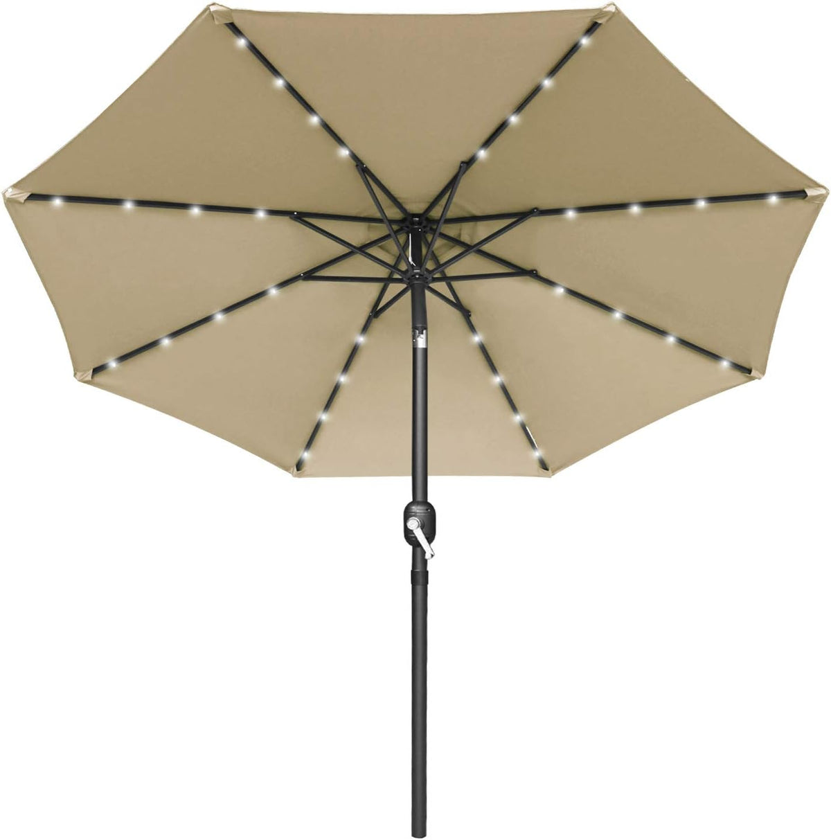 7.5ft Khaki Patio Umbrella with 32 Solar LED Lights V77839