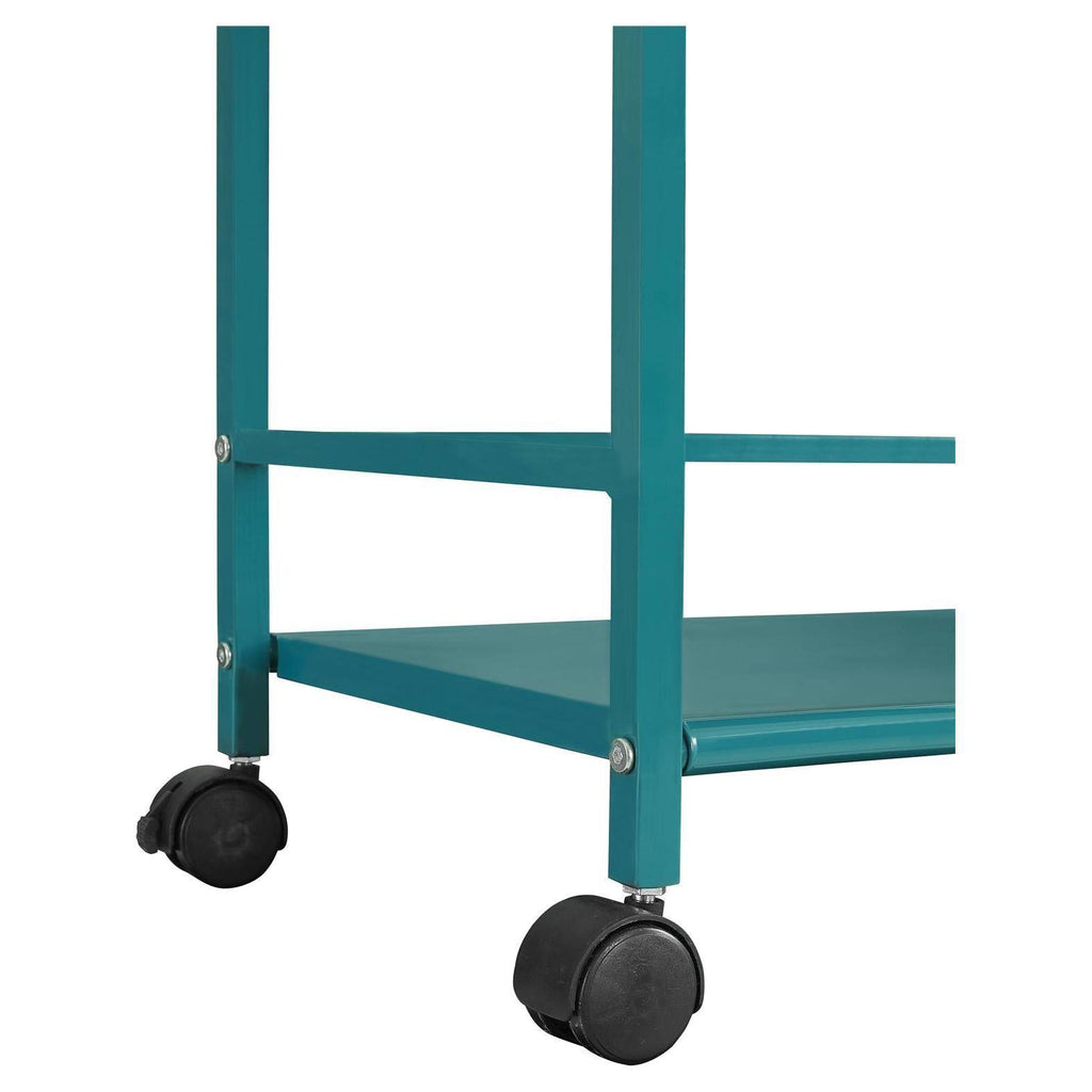 3 Shelf Metal Rolling Utility Cart Teal Q515799
