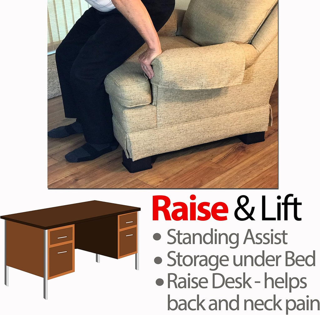 Black 3 Inch Bed and Furniture Risers O8573
