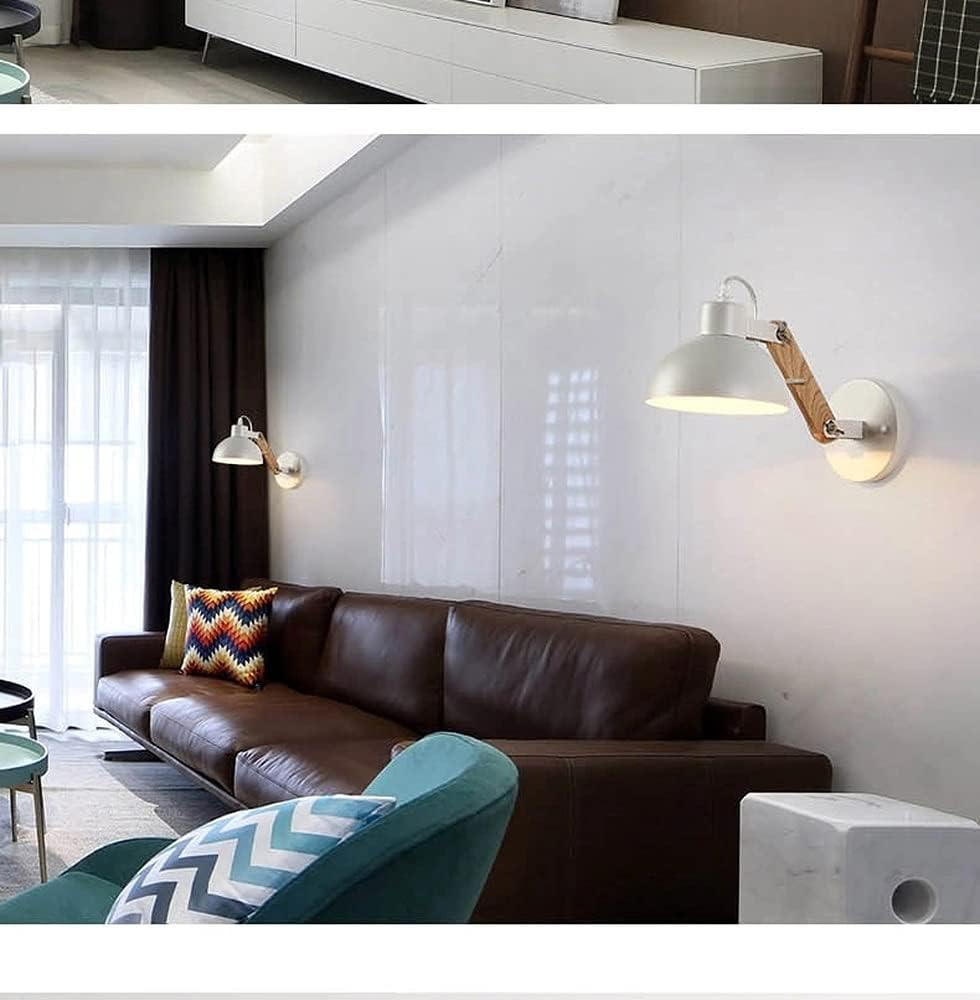 Solid Wood Metal Wall Lamp White F324884