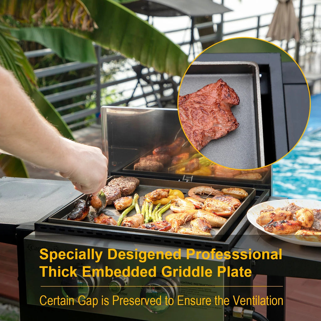 3-Burners Gas Griddle Portable Flat Table Top BBQ Grill 33,000 BTU P82171
