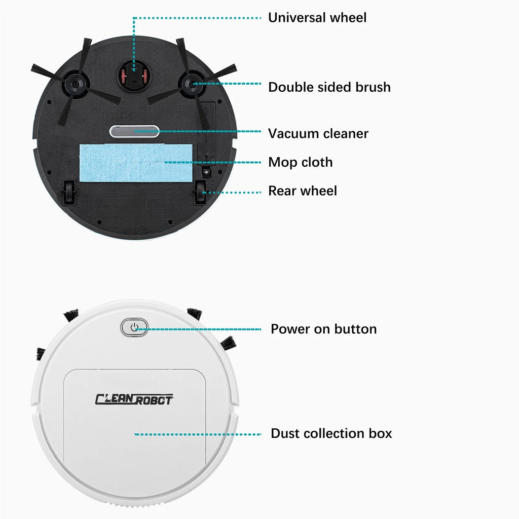 3 In 1 Robotic Cleaner with Dustbin and Brush J2459