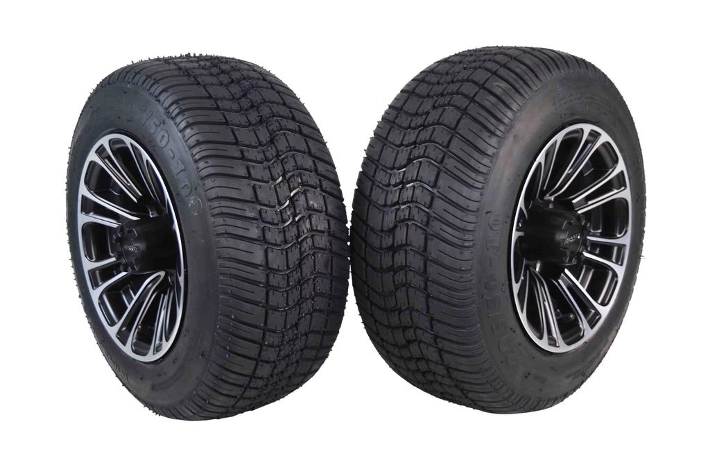 205/50-10 Golf Cart Turf Tire & Black Wheel Kit 2 Pack Q504320