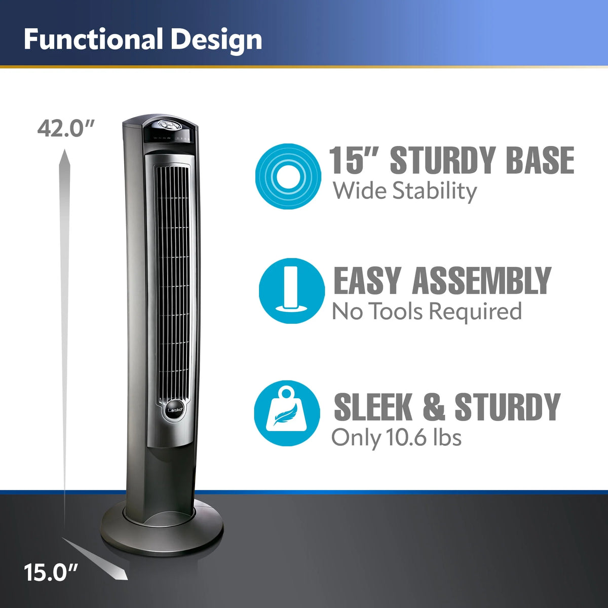 42 Tower Fan with Remote, Gray/Brown Y249409