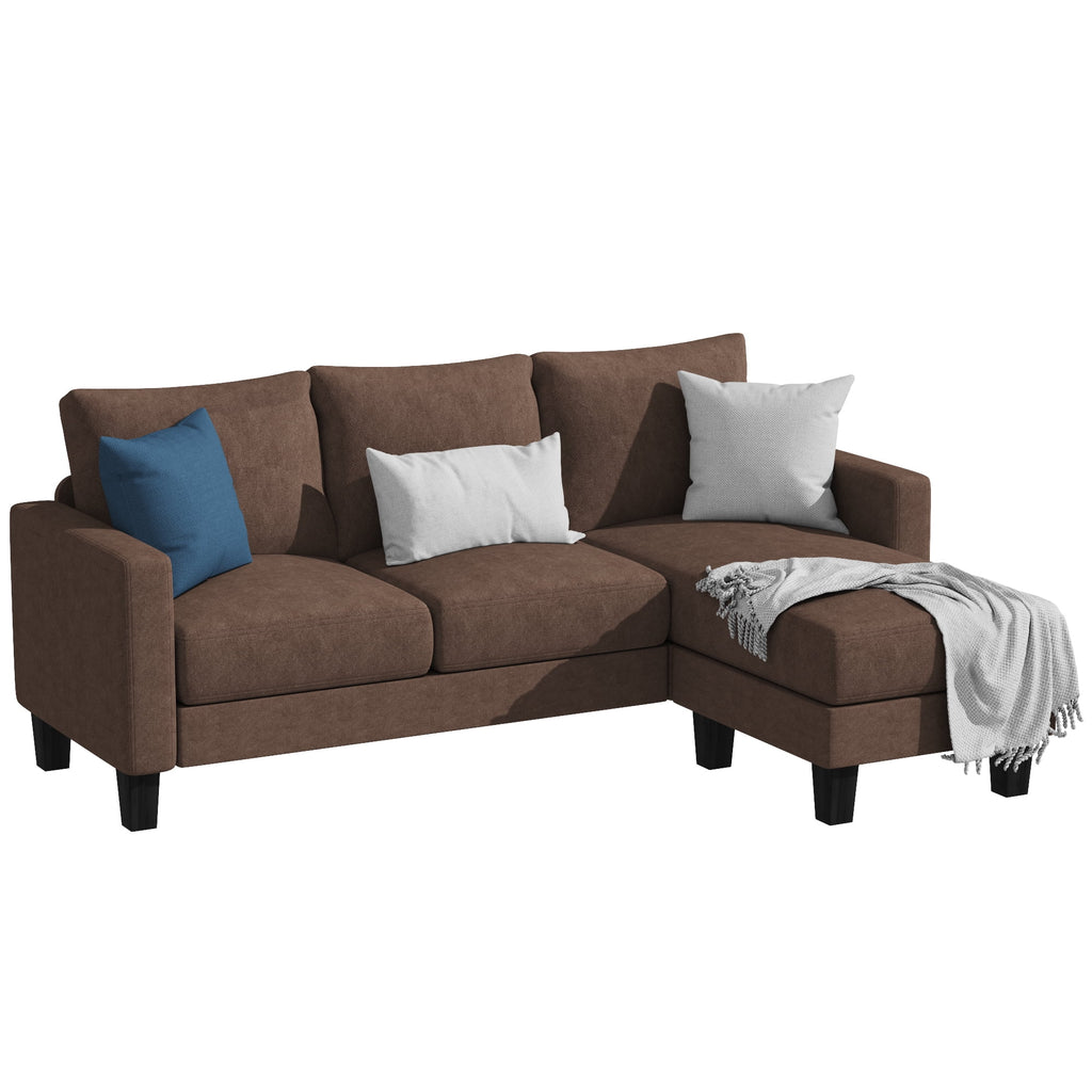 Convertible Sectional Sofa, L-Shaped 3-Seat Sofa with Reversible Chaise, Dark Gray L1303