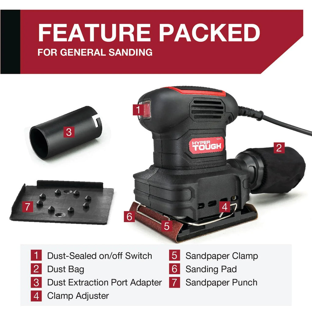 2 Amp Corded 1/4 Sheet Palm Sander with Dust Bag W436