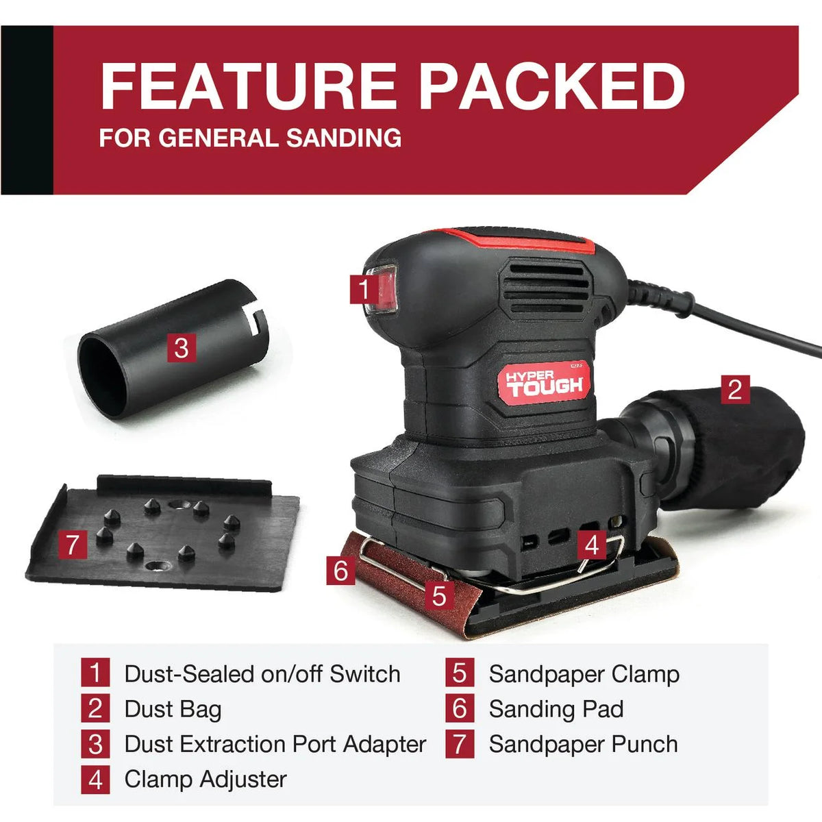 2 Amp Corded 1/4 Sheet Palm Sander with Dust Bag W436