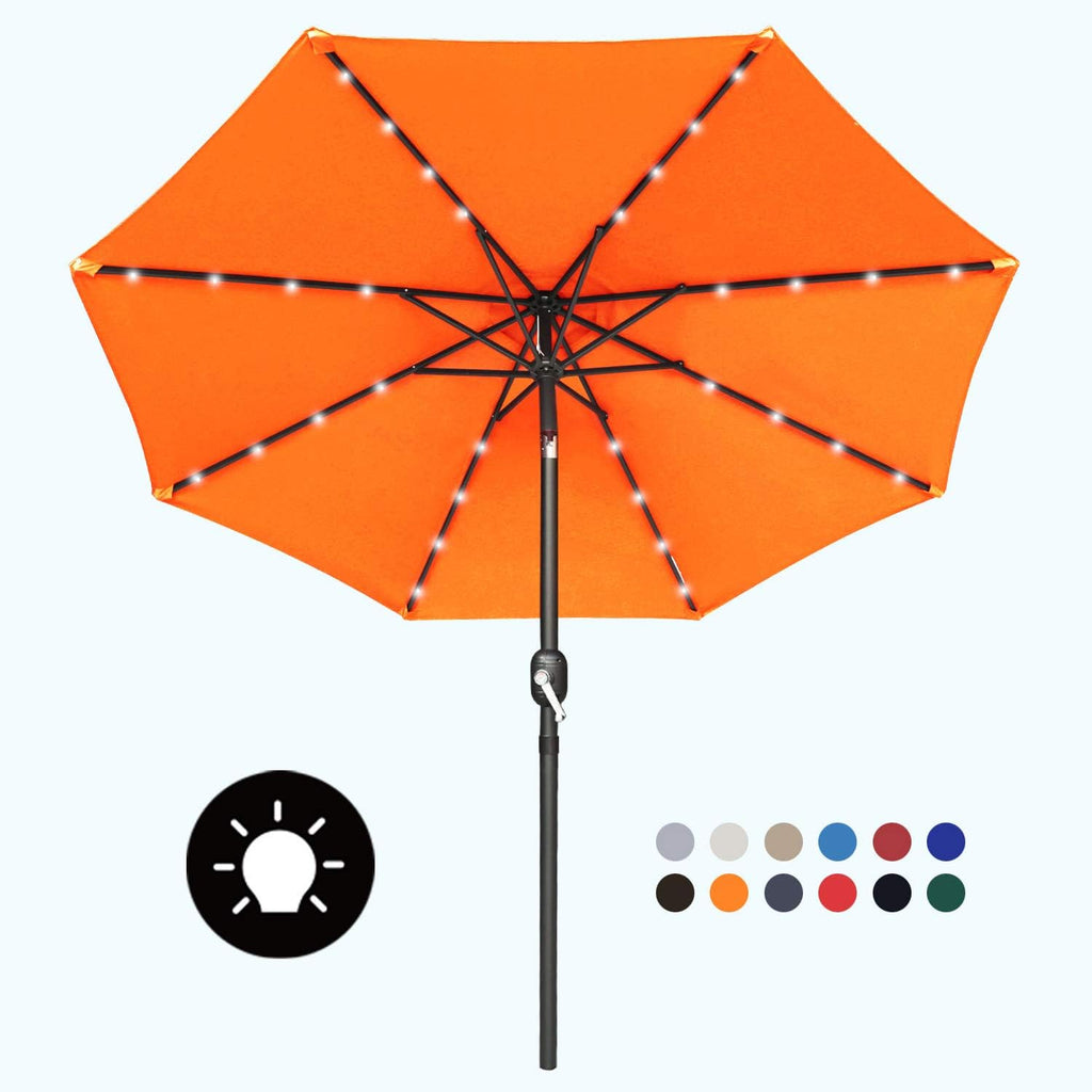 7.5ft Khaki Patio Umbrella with 32 Solar LED Lights V77839
