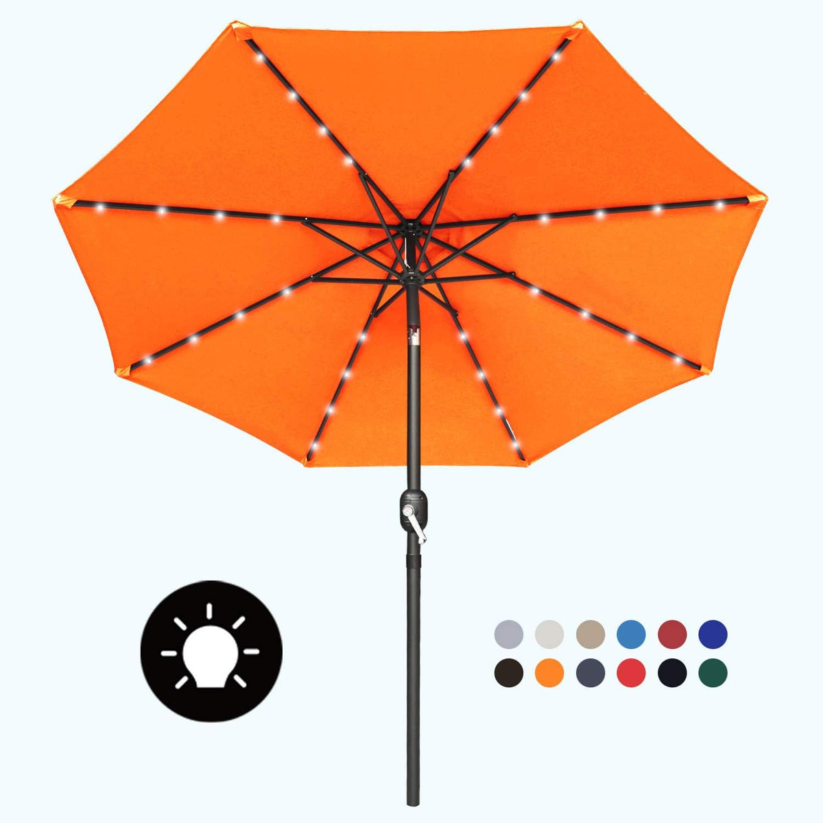 7.5ft Khaki Patio Umbrella with 32 Solar LED Lights V77839
