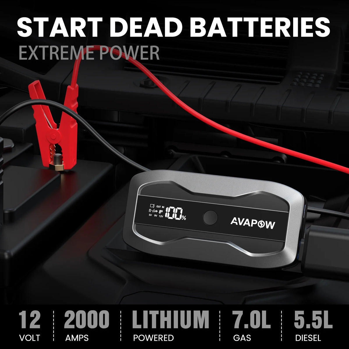 2000A Portable Car Jump Starter with LED Light F2478