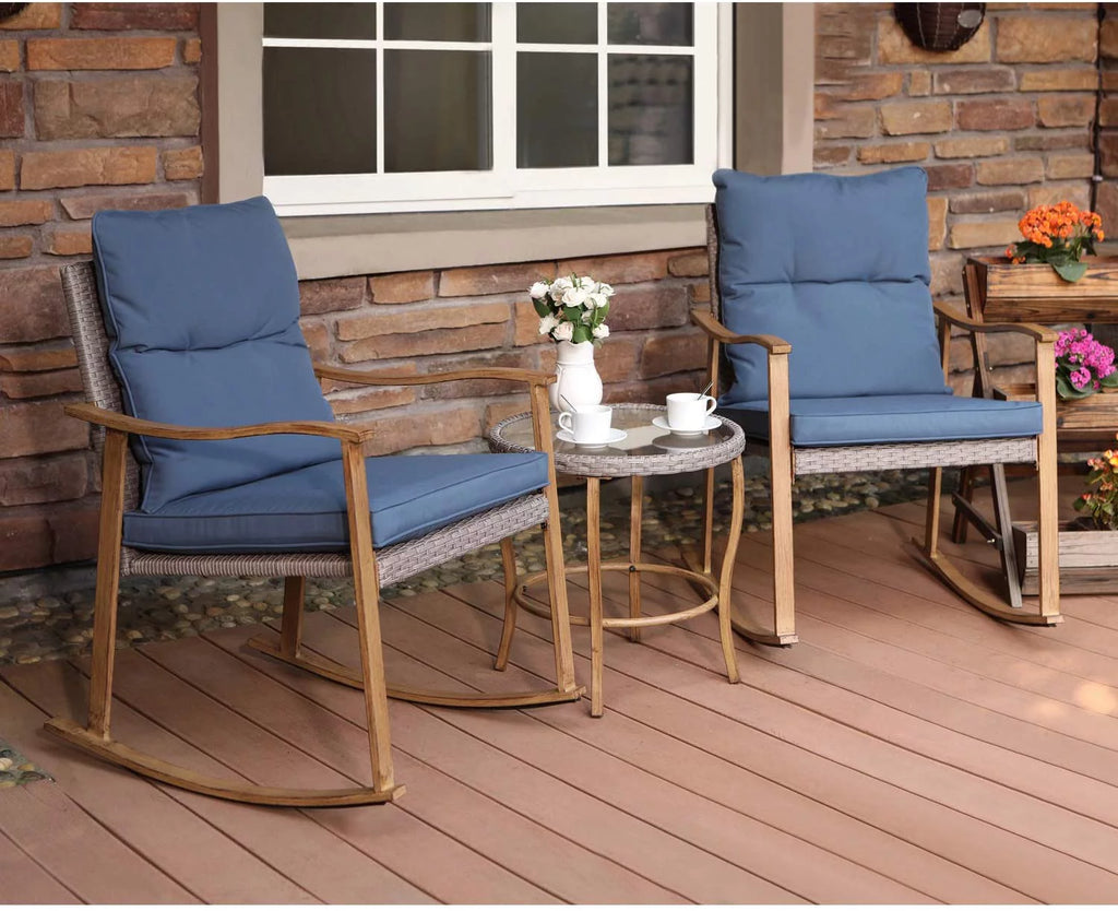 3 Piece Metal Bistro Set with Gray Cushions J854